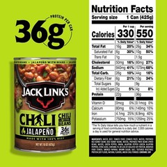 Jack Link’s Jalape�o Chili Beans Blazin’ Fiery Heat Eat 100% Beef 15 oz (6 Pack)