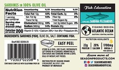 Season Sardines in Olive Oil Certified Wild Caught & Sustainable, 4.375 oz