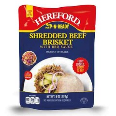 Hereford Shredded Beef Brisket & Beef Broth Ready to Eat Meat 3 Pouches 10/2026