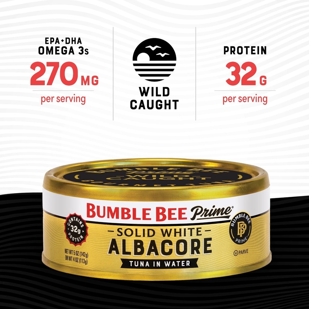 (Pack of 4) Bumble Bee Prime Solid White Albacore Tuna in Water, 5 oz Cans