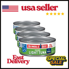 Bumble Bee Chunk Light Tuna In Water, 5 oz Can – Wild Caught Skipjack Tuna-4 Pac