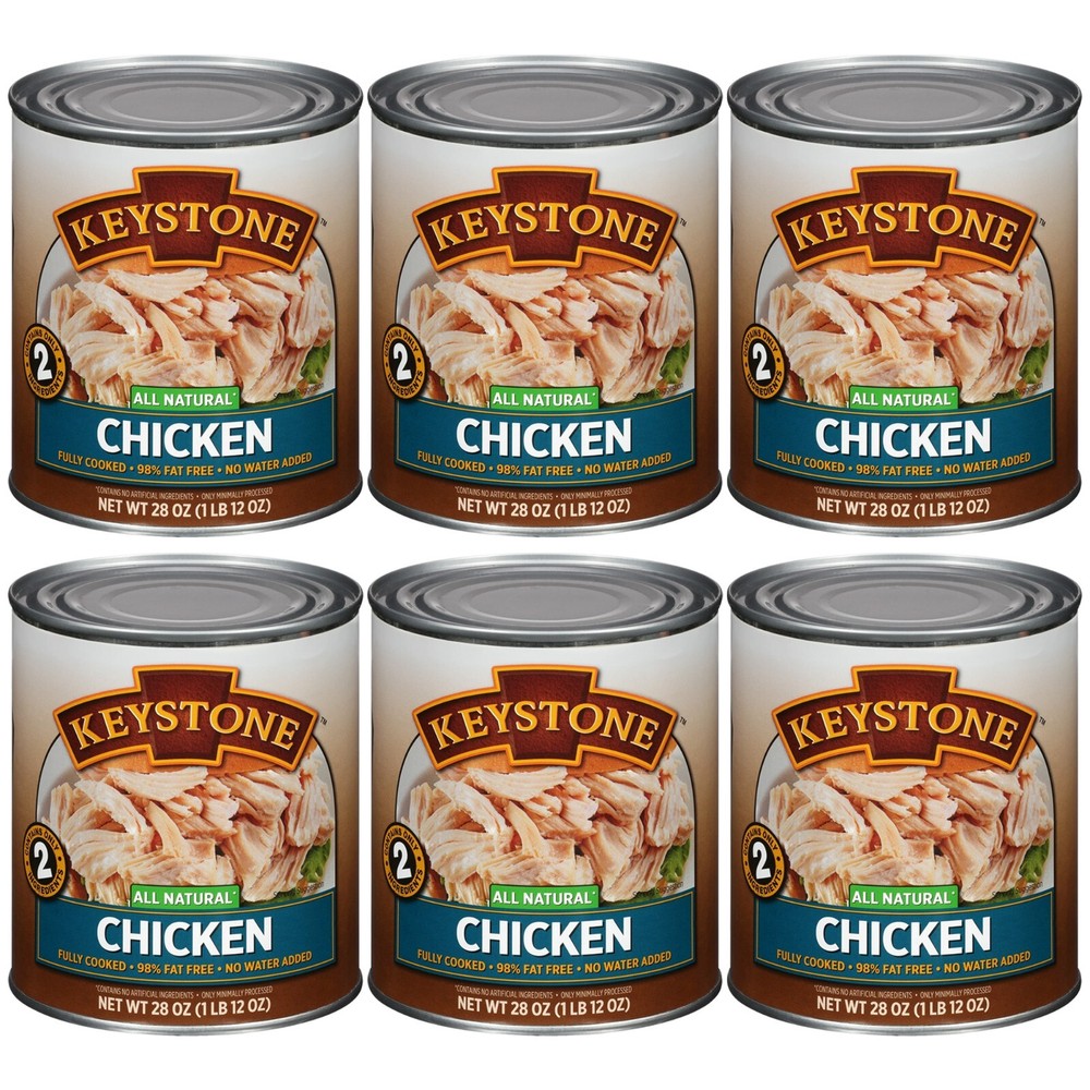 6 Pack Keystone Meats All Natural Canned Chicken 28 oz Can Meat Fully Cooked