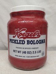 Koegel’s pickled bologna packed in spiced vinegar 2.5lb (40-oz) plastic jar