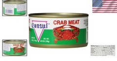 Gourmet Consul Crab Meat in Water – 6 Oz Can, Pack of 6, Gluten-Free Delicacy