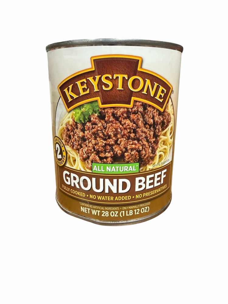 Keystone Meats All Natural Canned Ground Beef – 28oz, EXP 10/08/2029
