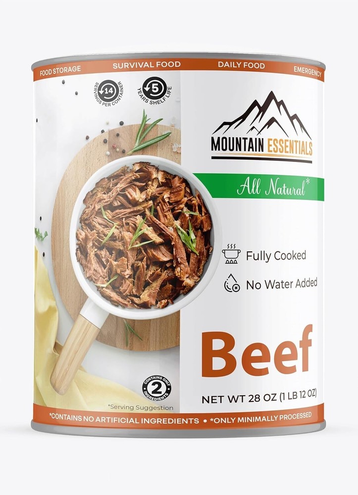 MOUNTAIN ESSENTIALS Fully Cooked Ready to Eat Canned Beef 28 Oz | Pack of 1