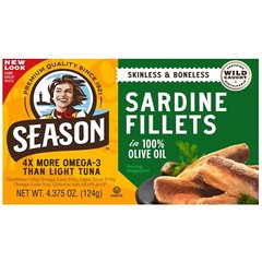Season Sardine Fillets In Olive Oil Wild Skinless Boneless 4.375 oz 12-Ct