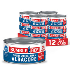 (6 pack) Bumble Bee Solid Albacore Tuna in Oil, 21g Protein per Serving, 12 oz