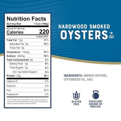 Bumble Bee Canned Hardwood Smoked Oysters, 3.75 oz Cans (Pack of 12) – Ready to