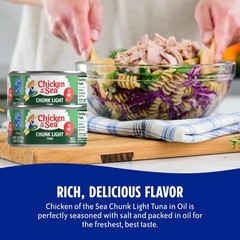 Chicken of the Sea Chunk Light Tuna in Oil, Wild Caught Tuna, 12-Ounce Cans (Pac