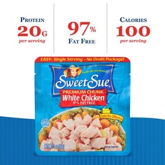 Chicken Breast White Chunks 20g Protein Gluten Free Keto 3 oz Pack of 18