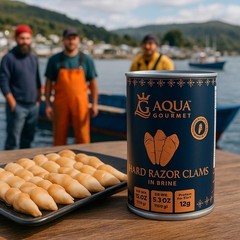Aqua Gourmet Canned Hard Razor Clams in Brine, Premium Chilean Seafood, 15 o…
