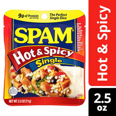 SPAM Hot & Spicy Single Pouches, Fully Cooked Pork with Ham, 2.5 oz, 12 Pack