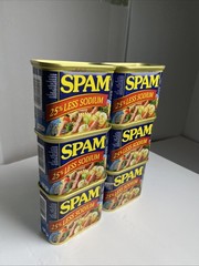 6 Cans of SPAM 25% Less Sodium – 12 oz Cans, Canned Luncheon Meat, Lower Salt