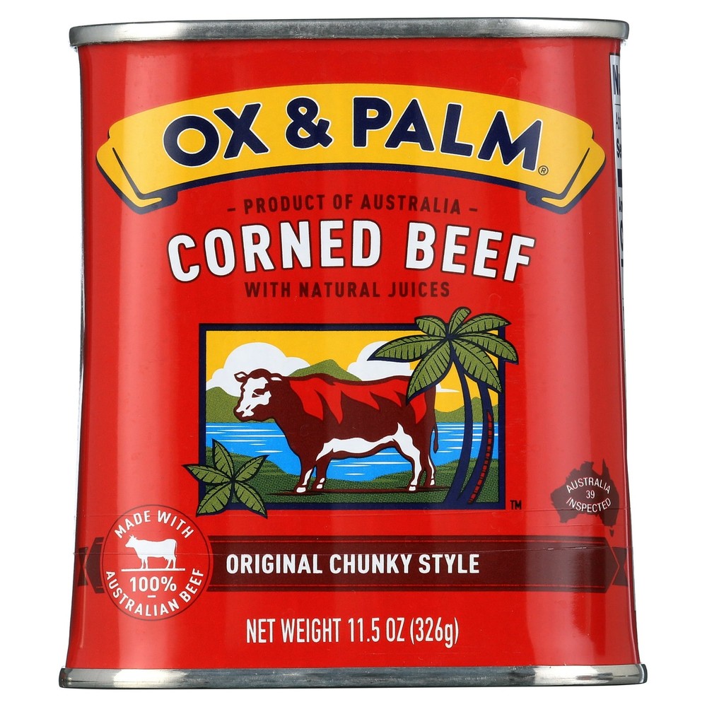 Ox & Palm Corned Beef original chunky Style in Tapered Can 11.5 oz can….