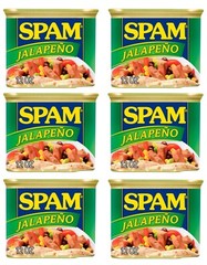 6 Cans of SPAM Jalapeno PORK AND MMM! Meat Lunch Cans 12 oz 6Pack