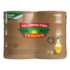 Genova Premium Yellowfin Tuna in Olive Oil, Wild Caught, Solid Light, 5 oz. 8pcs