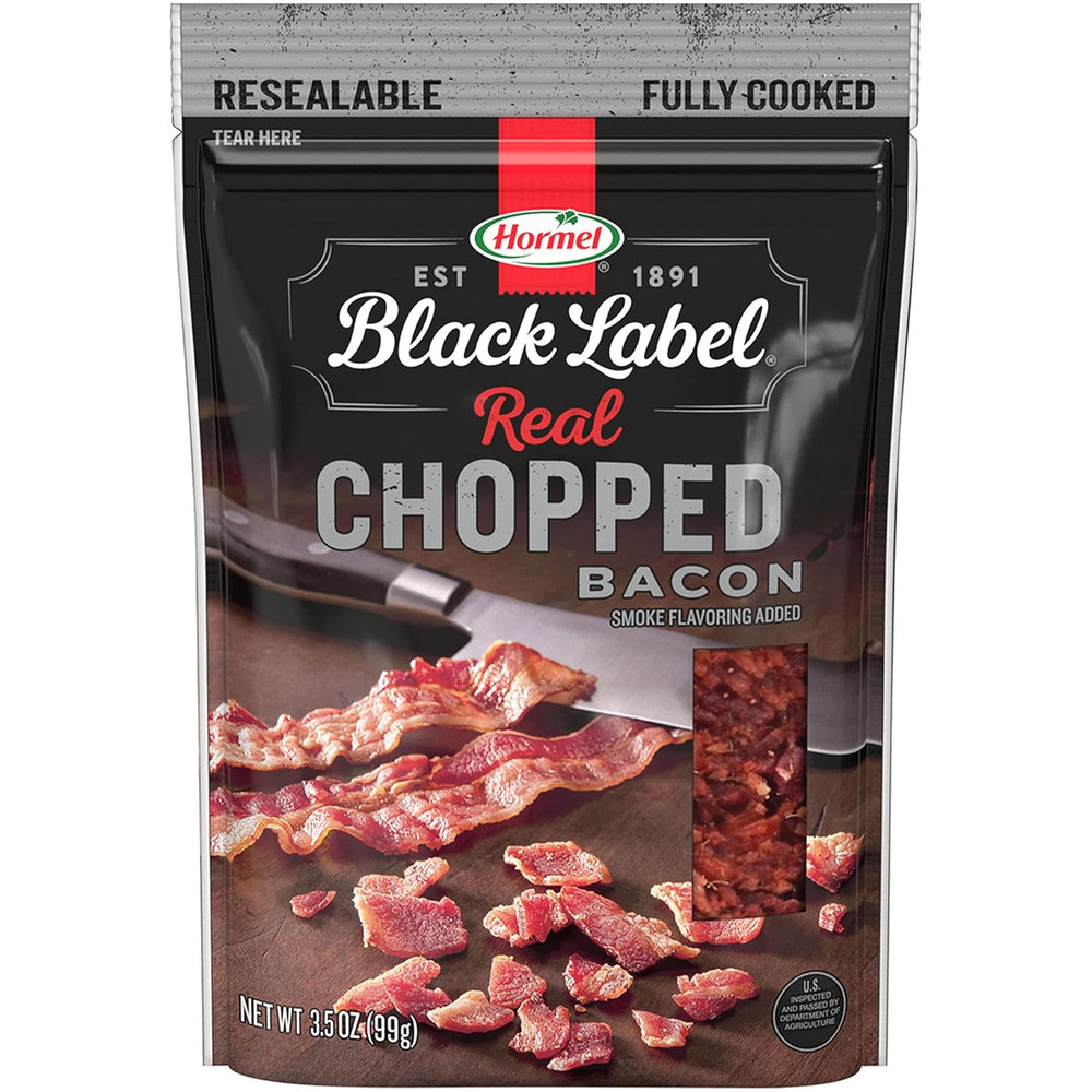HORMEL BLACK LABEL Snacks Pouch – Chopped Bacon, Fully Cooked Bacon, Snack Bags,