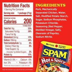 Spam🍳Single Hot & Spicy 🌶️ 2.5 Ounce Pouch (Pack of 12)