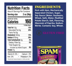 Spam Teriyaki Flavored Luncheon Meat 12oz Can 12 Pack