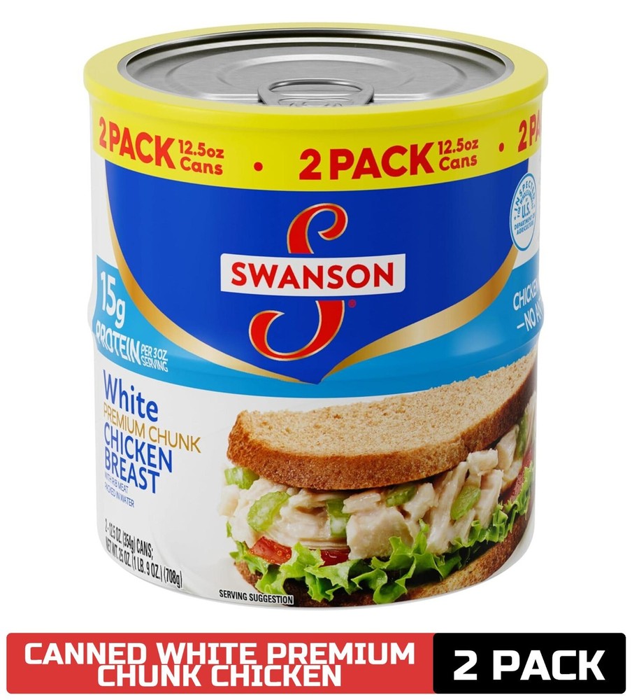Swanson White Premium Chunk Canned Chicken Breast in Water, Fully Cooked Chicken