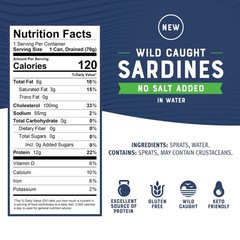 Bumble Bee Sardines in Water with No Salt Added, 3.75 Ounce (Pack of 12)