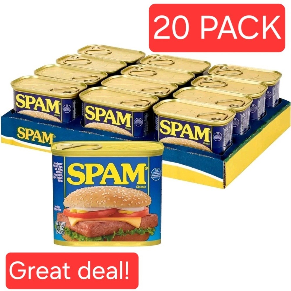 Pack of 20 SPAM Classic Luncheon Meat Each Can 12oz EXP 05/2028