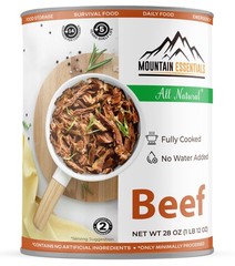 MOUNTAIN ESSENTIALS All Natural Canned Beef 28 Oz – Fully Cooked, Ready to Ea…