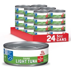 (24 pack) Chunk Light Tuna in Vegetable Oil, Wild Caught Skipjack Tuna