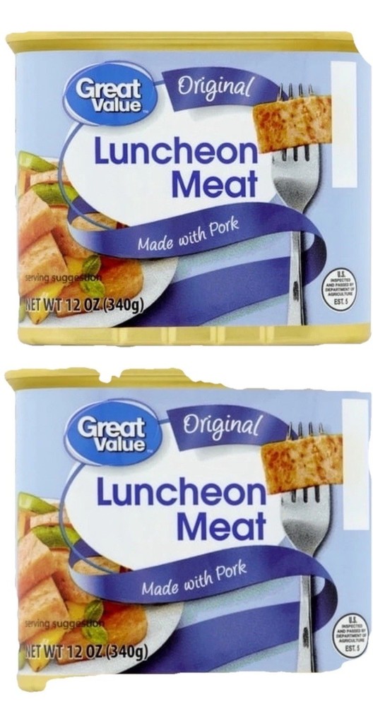 Lot Of 2- Great Value High Protein Luncheon Meat (Made With Pork) 12oz Cans