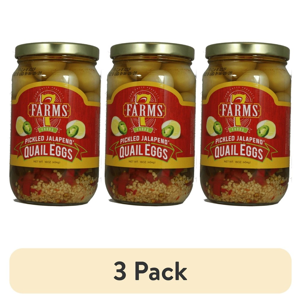 7 Farms Pickled Jalapeño Quail Eggs (3 Pack) – Spicy, Gourmet