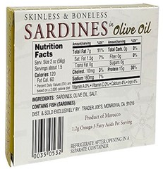 Trader Joe’s Wild Card Boneless/Skinless Sardines In Olive Oil. 3 packs
