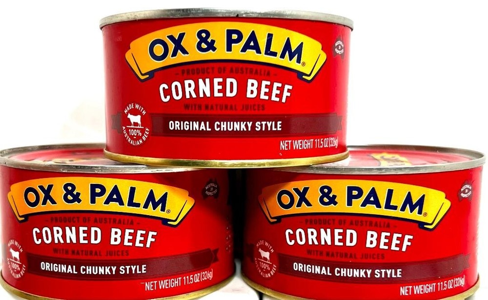 OX & Palm Corned Beef with Juices Original Chunky Style 11.5 oz (Pack of 3)