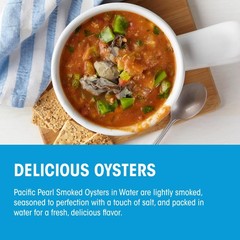 Pacific Pearl Fancy Smoked Oysters in Water 3.75 oz Pack of 12