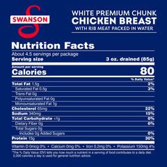 Swanson White Premium Chunk Chicken Breast Rib Meat in Water, 12.5 oz. (2Pack)
