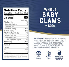 Whole Baby Canned Clams, 10 Oz Can (Pack of 12) – Ready to Eat – 13G Protein