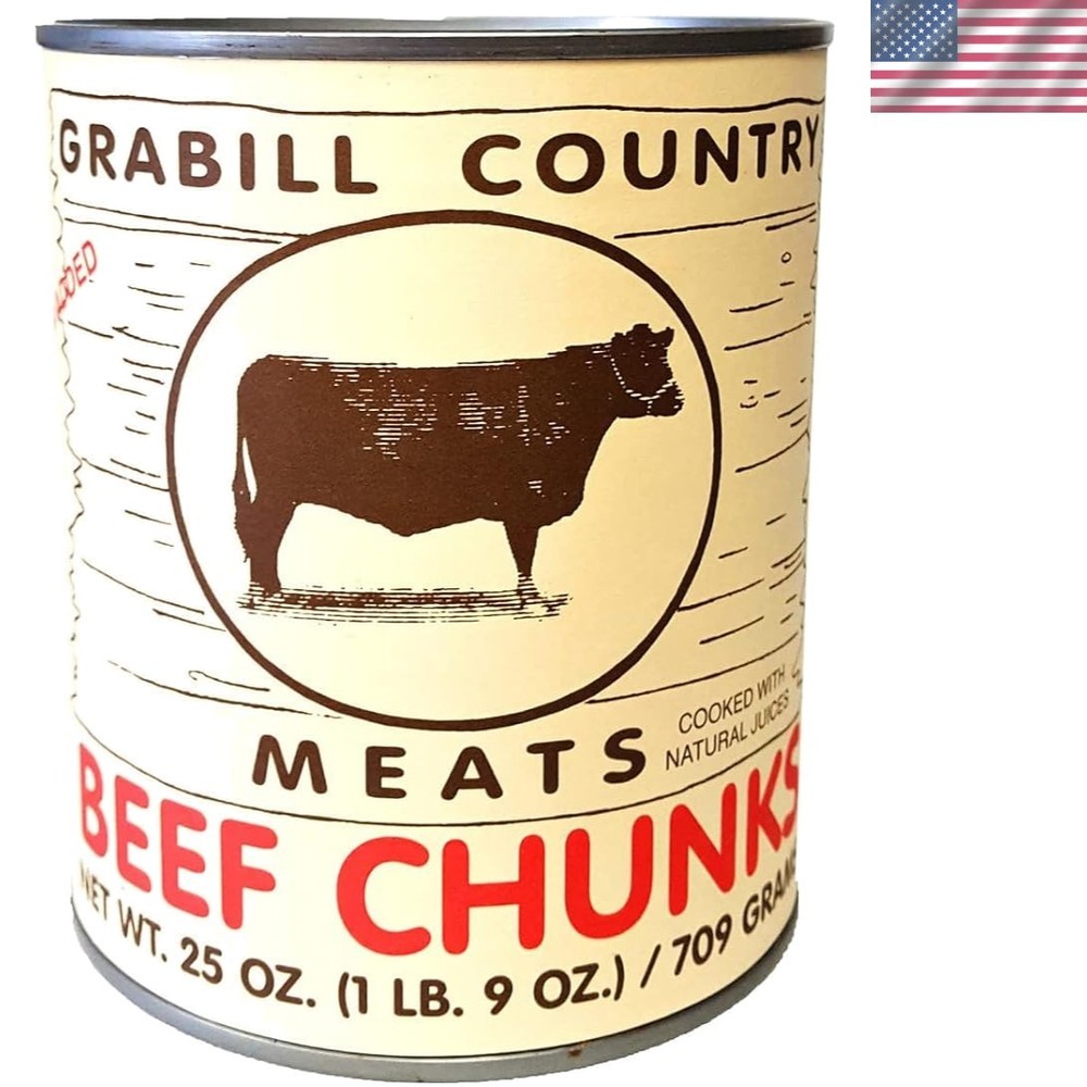 Canned Beef Chunks from Indiana – 75 Oz – Convenient Long-Term Storage