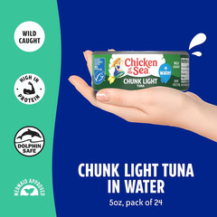 Wild Caught Chunk Light Tuna, 5 Ounce Cans, 24-Count – High Protein 100% Classic