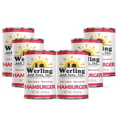 6 Cans Pack- Werling & Sons Canned Hamburger 14.5 Oz Fully Cooked Ground Beef