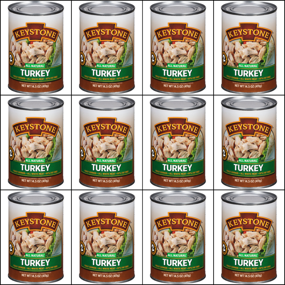 Keystone Meats Canned Turkey 🇺🇸USA Made 14.5 oz 12 Pack Camping Food ex 5/2029