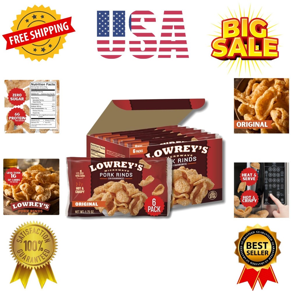 Bacon Curls Microwave Pork Rinds Chicharrones, , 1.75 Ounce Pack of 6