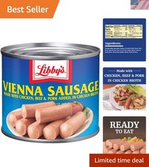 24 Pack of Vienna Sausages in Chicken Broth, 4.6 Oz Cans – Keto-Friendly Protein