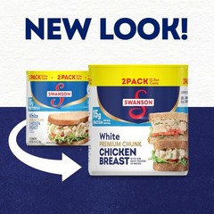 Swanson White Premium Chunk Chicken Breast with Rib Meat in Water, 12.5 Oz. (Pac