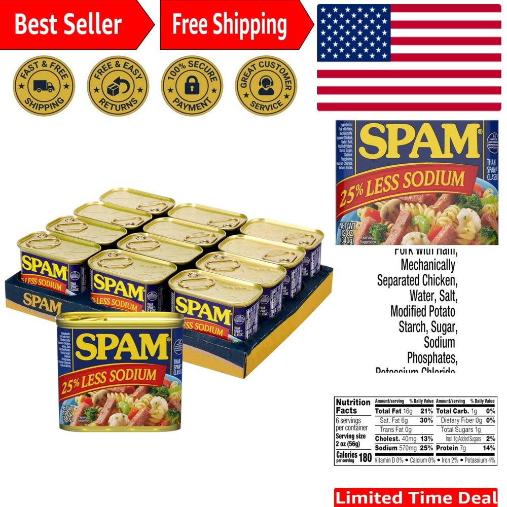 Versatile 25% Less Sodium Canned Meats – 12 oz Pack of 12, Meal Essentials