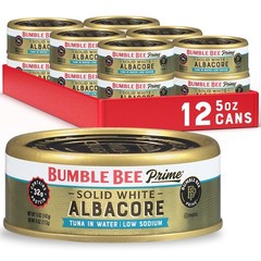 Bumble Bee Prime Solid White Albacore Tuna Low Sodium in Water 5 Oz, Pack of 12