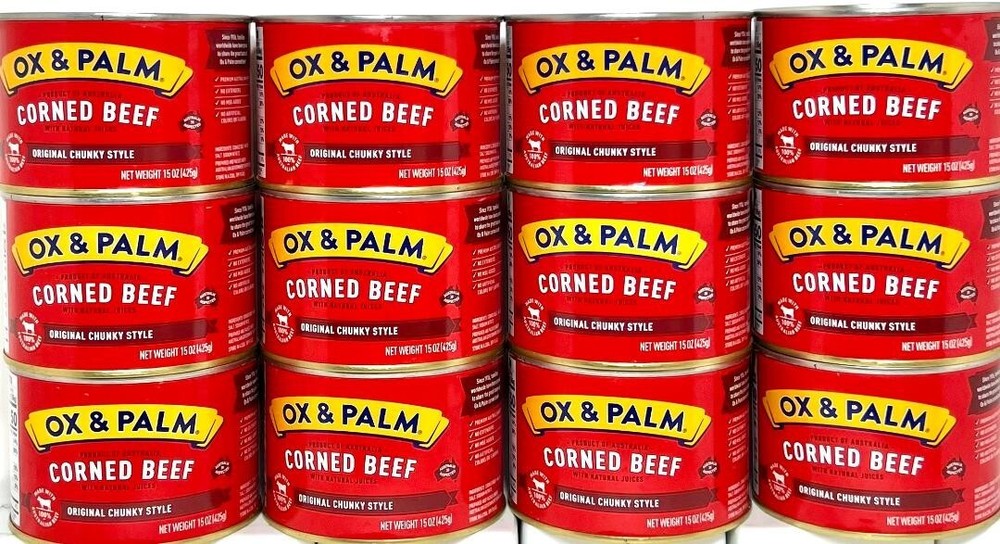 OX & Palm Corned Beef with Juices Original Chunky Style 15 oz ( Pack of 12 )