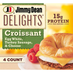 Delights Turkey Sausage, Egg White & Cheese Croissant Sandwiches, 4 Count (Fr…