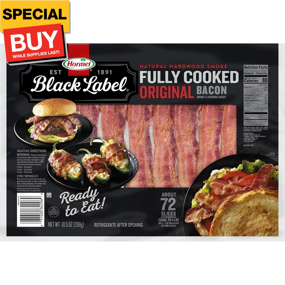 Fully Cooked Bacon – Thick Bacon Snacks for Breakfast, 10.5 Ounce (Pack of 1)