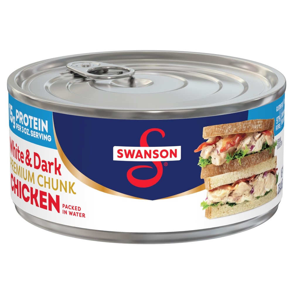 Canned Chicken Breast White Dark Chunk Fully Cooked 9.75oz Protein Salad Dip