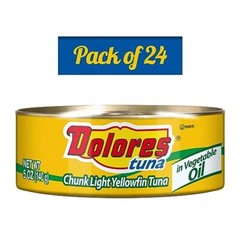 Dolores Yellowfin Tuna Chunk in Vegetable Oil, 5 Oz, Pack of 24 Cans